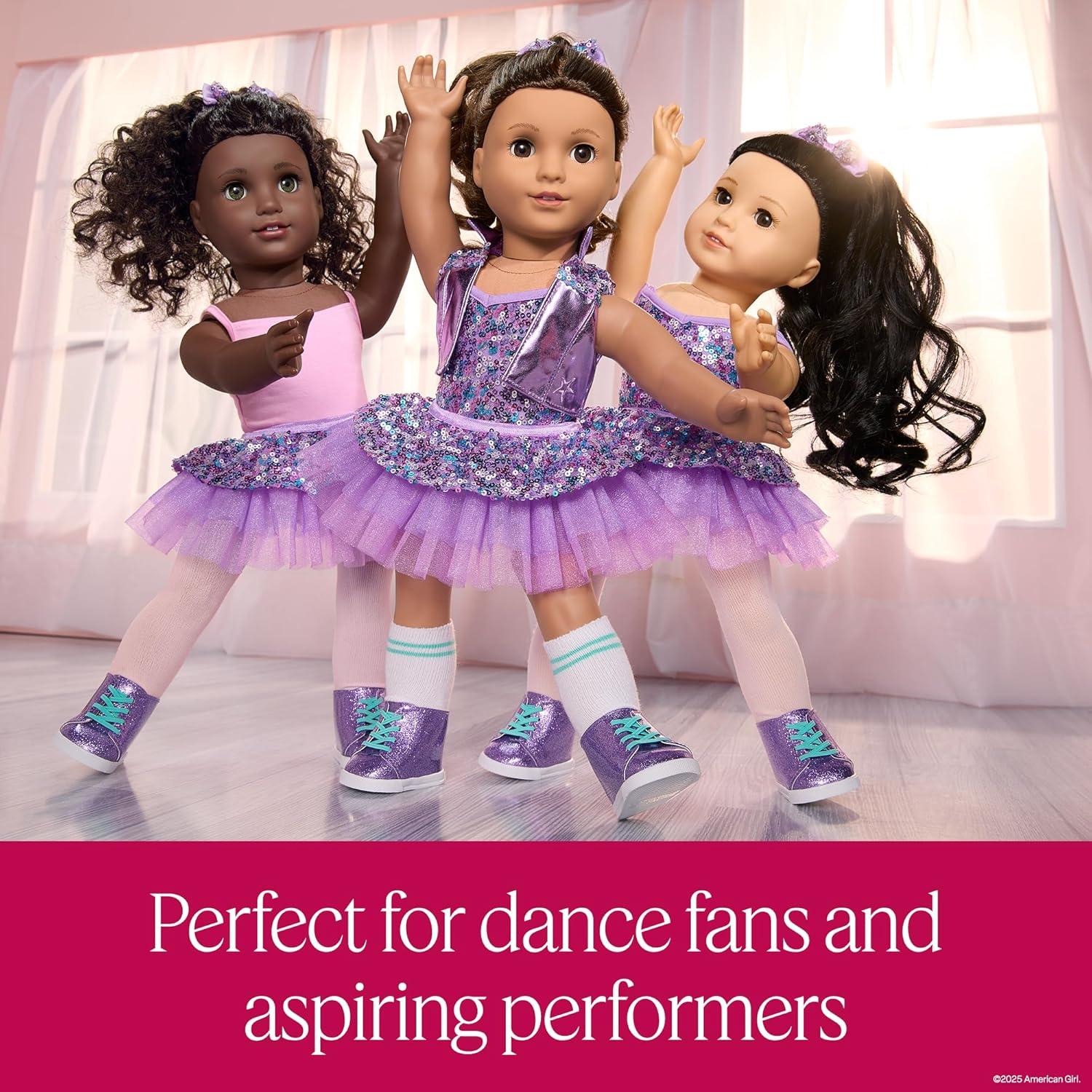 imageAmerican Girl Truly Me 117 Doll ampamp Dance All Day Set with Brown Eyes Wavy DarkBrown Hair Tan Skin Ages 6