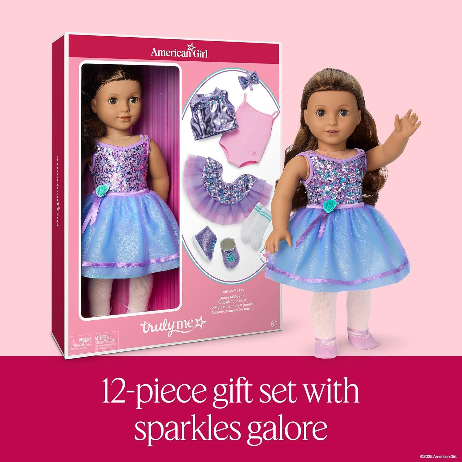 imageAmerican Girl Truly Me 117 Doll ampamp Dance All Day Set with Brown Eyes Wavy DarkBrown Hair Tan Skin Ages 6