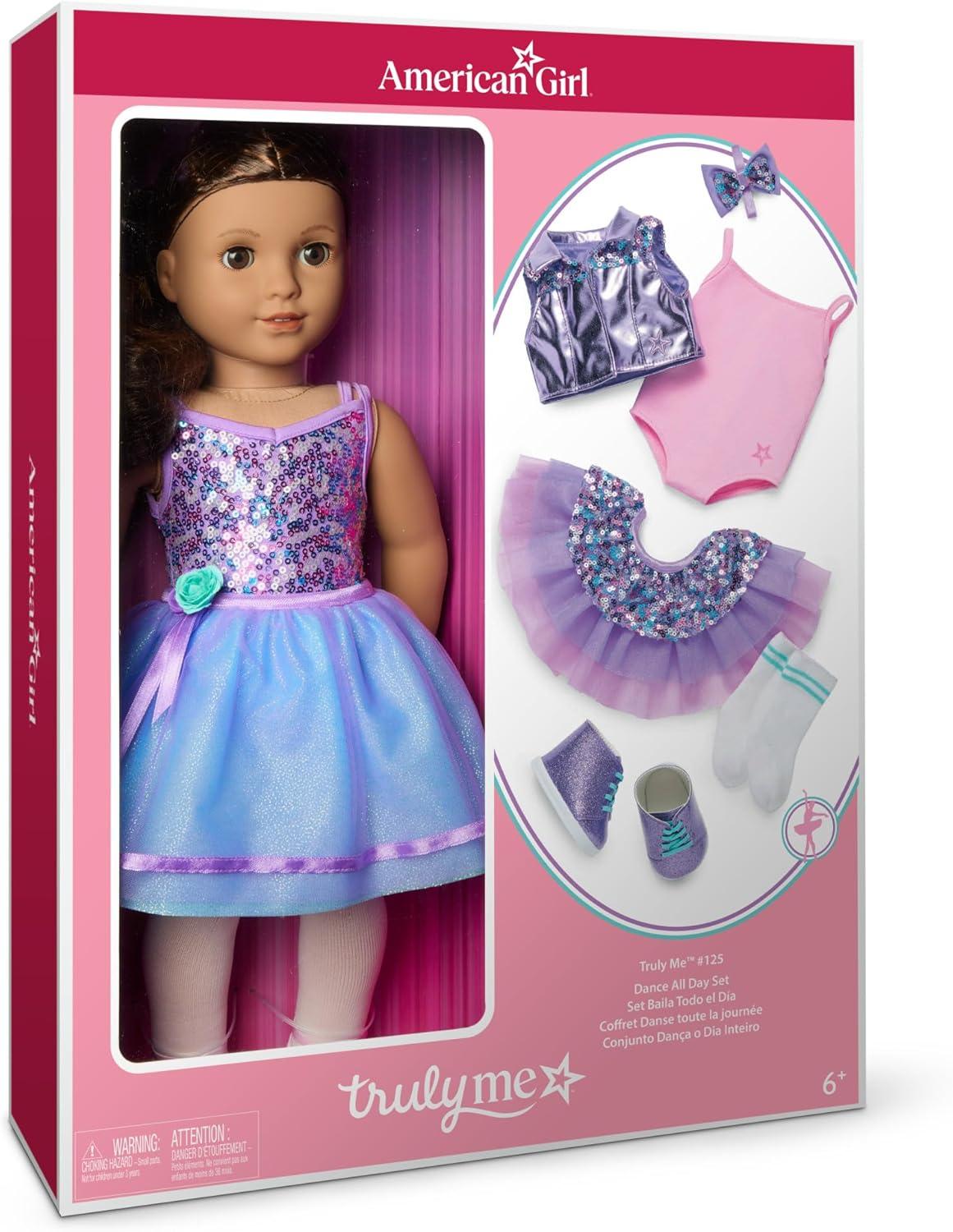imageAmerican Girl Truly Me 117 Doll ampamp Dance All Day Set with Brown Eyes Wavy DarkBrown Hair Tan Skin Ages 6