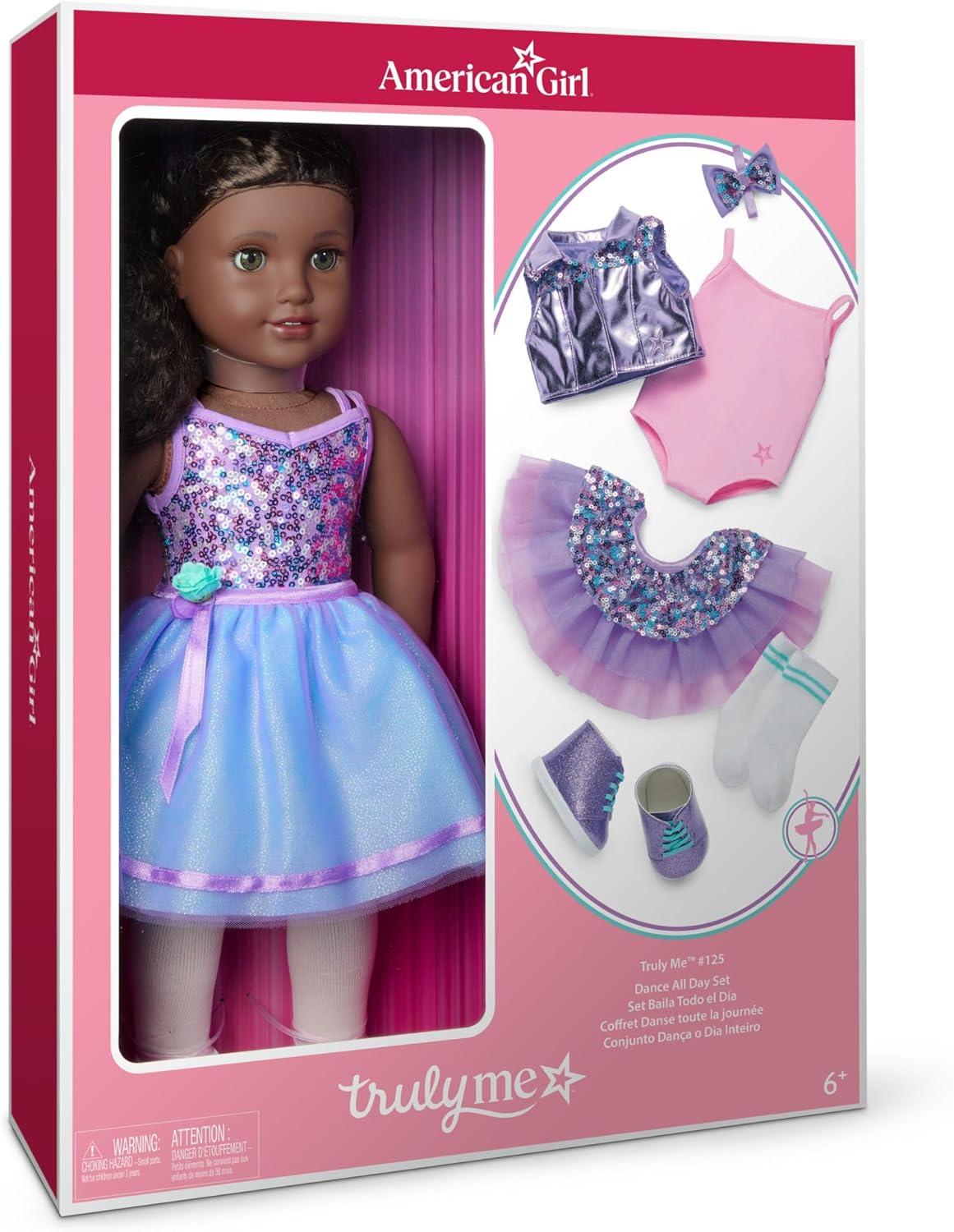 imageAmerican Girl Truly Me 127 Doll ampamp Dance All Day Set with Hazel Eyes Curly DarkBrown Hair Very Deep Skin Ages 6