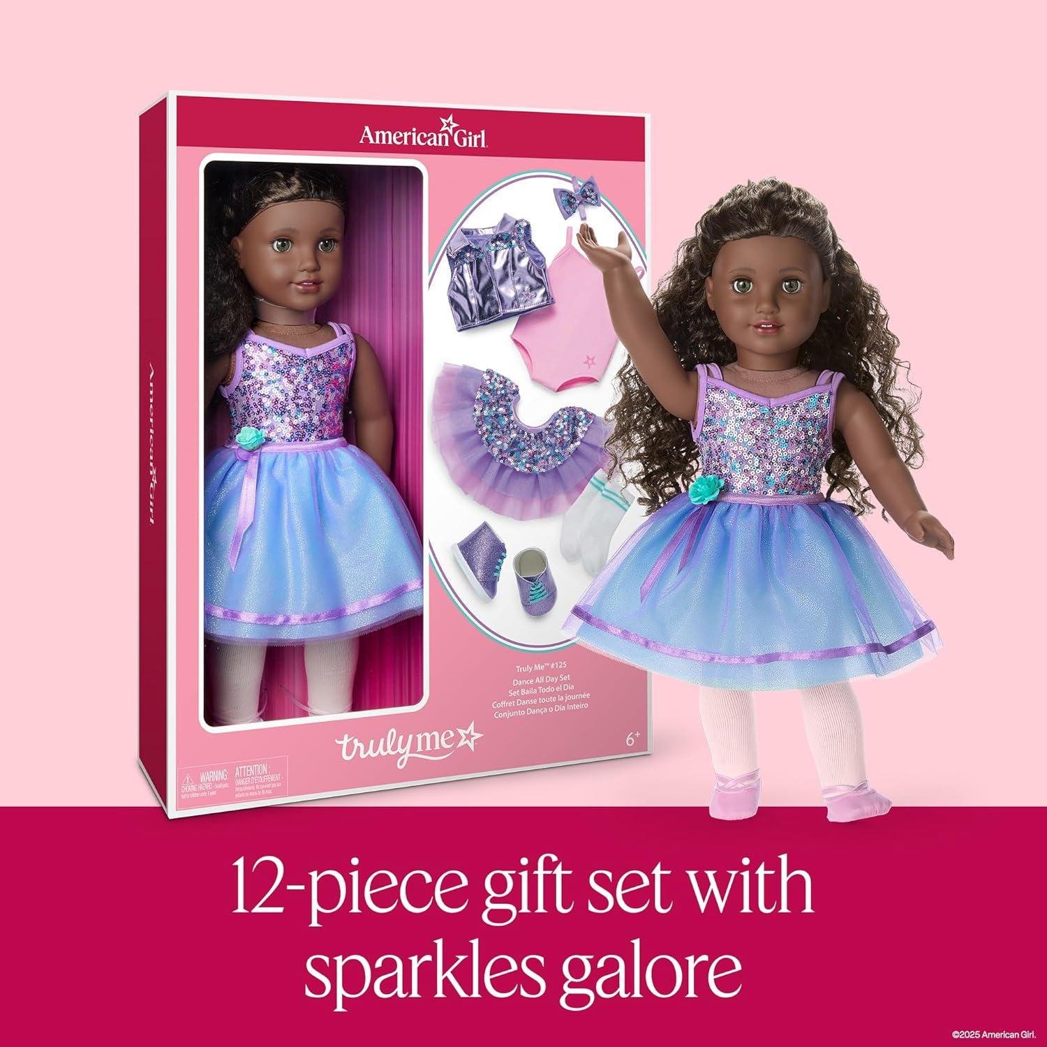 imageAmerican Girl Truly Me 127 Doll ampamp Dance All Day Set with Hazel Eyes Curly DarkBrown Hair Very Deep Skin Ages 6