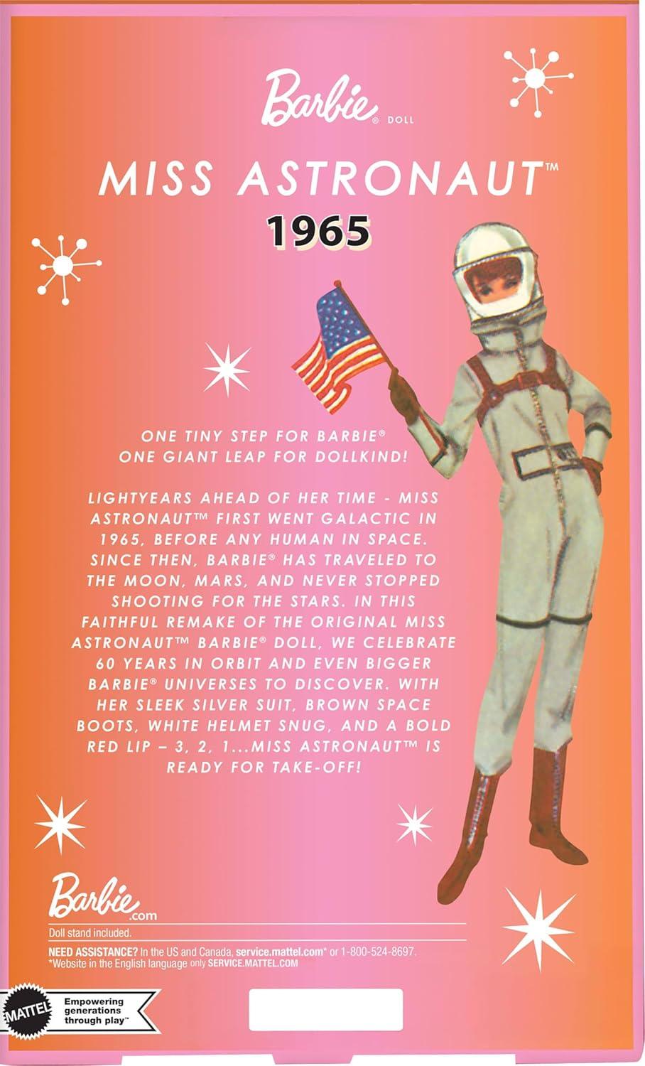 imageBarbie Miss Astronaut Doll Collectible with Silver Suit Space Boots ampamp Helmet Accessory 1965 Vintage Repro Amazon Exclusive