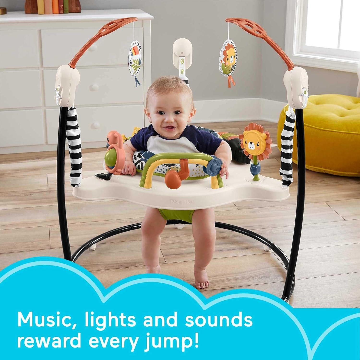 imageFisherPrice Baby Bouncer Colorful Corners Jumperoo Activity Center with Music Lights Sounds ampamp Developmental ToysMulticolor