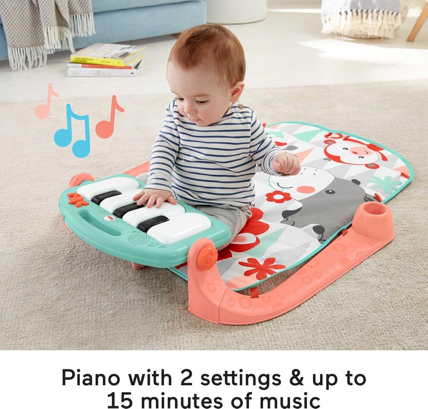 imageFisherPrice Baby Playmat Kick ampamp Play Piano Gym with Musical and Sensory Toys for Newborn to Toddler Navy FawnMulticolors