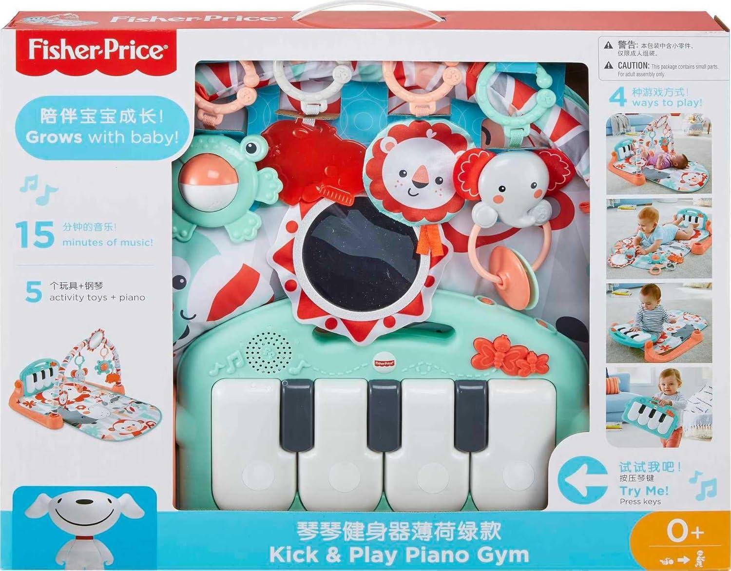 imageFisherPrice Baby Playmat Kick ampamp Play Piano Gym with Musical and Sensory Toys for Newborn to Toddler Navy FawnMulticolors