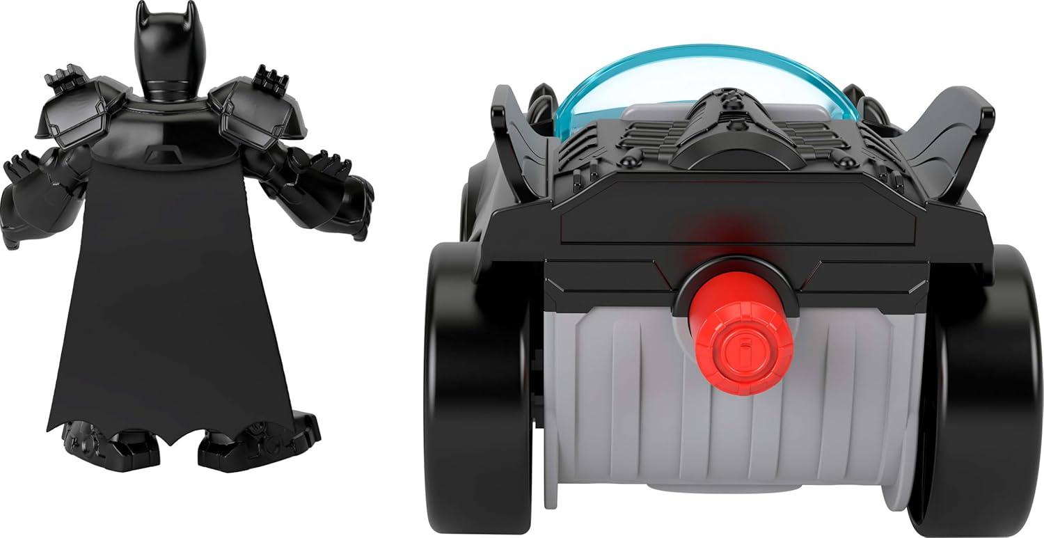 imageFisherPrice Imaginext DC Super Friends Metal Force Batmobile Toy Car 3inch Batman Action Figure ampamp Accessories Set Includes Launcher ampamp 2 Discs