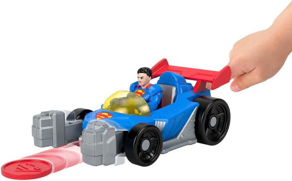 imageFisherPrice Imaginext DC Super Friends Metal Force Supermobile Toy Car 3inch Superman Action Figure ampamp Accessories Set Includes Launcher ampamp 2 Discs