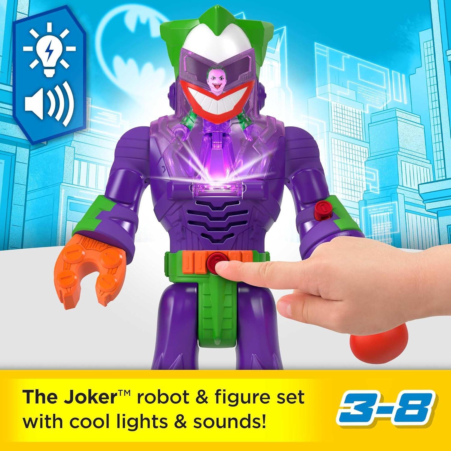 imageFisherPrice Imaginext DC Super Friends Robot Toy The Joker Insider ampamp LaffBot 12Inch with Lights Sounds ampamp Figure for Kids Ages 3 YearsGreen
