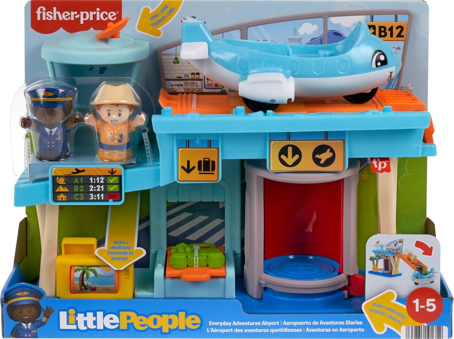 imageFisherPrice Little People Toddler Toy Everyday Adventures Airport Playset with Airplane for Preschool Pretend Play Ages 1 Years