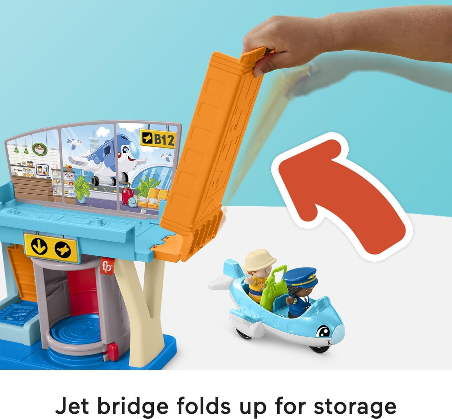 imageFisherPrice Little People Toddler Toy Everyday Adventures Airport Playset with Airplane for Preschool Pretend Play Ages 1 Years