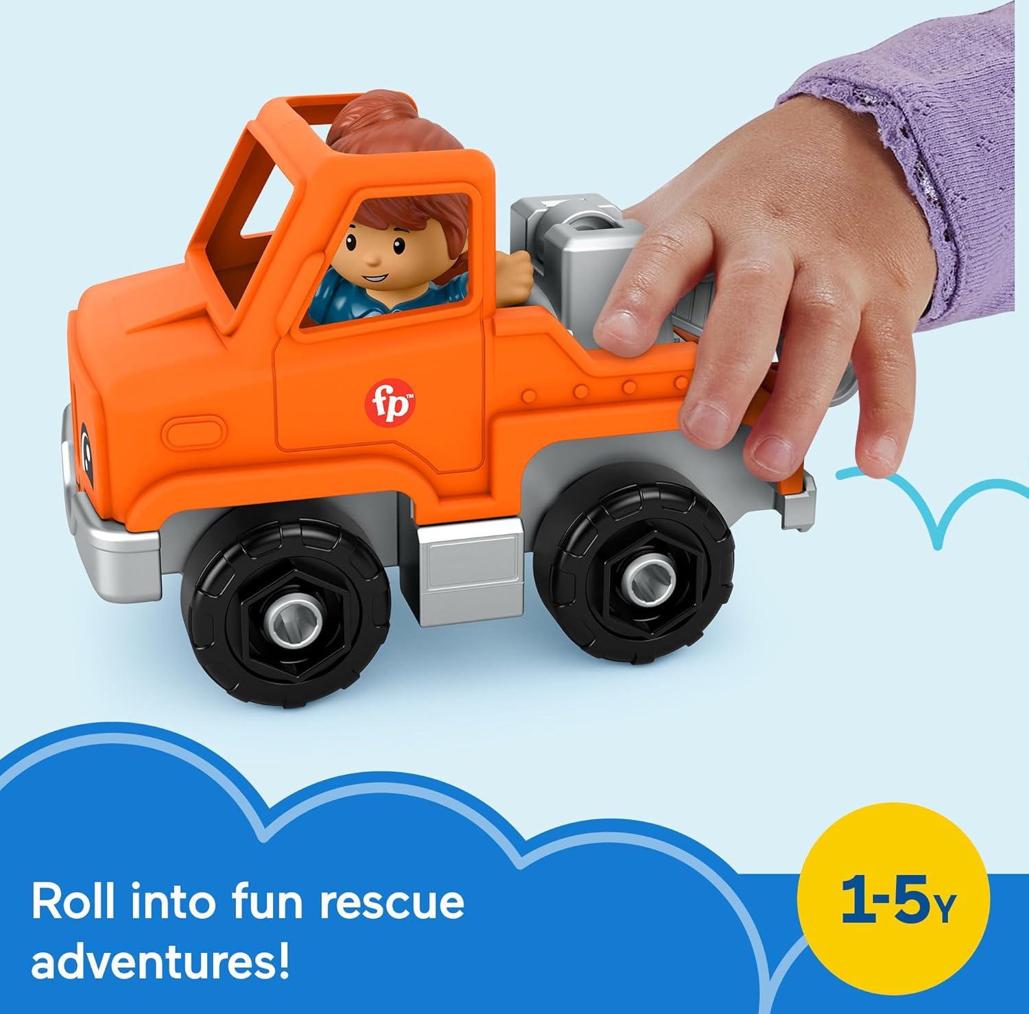 imageFisherPrice Little People Toddler Toy Help and Go Tow Truck and Figure for Pretend Play Kids Ages 1 Years