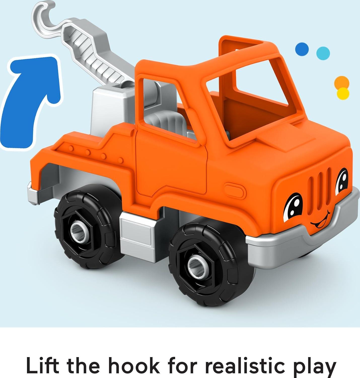 imageFisherPrice Little People Toddler Toy Help and Go Tow Truck and Figure for Pretend Play Kids Ages 1 Years