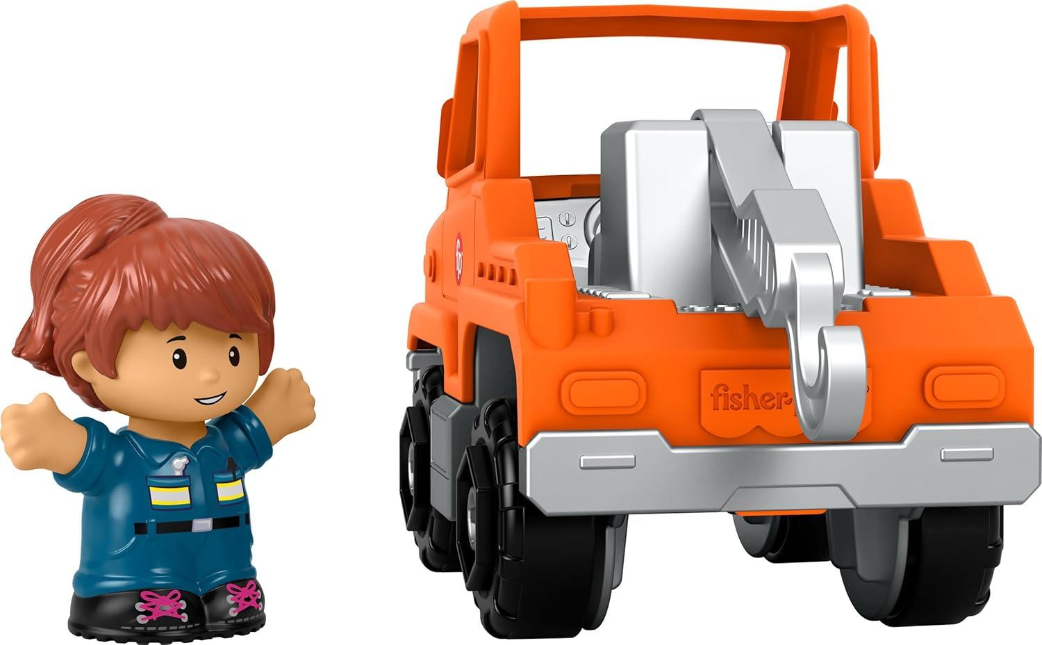 imageFisherPrice Little People Toddler Toy Help and Go Tow Truck and Figure for Pretend Play Kids Ages 1 Years