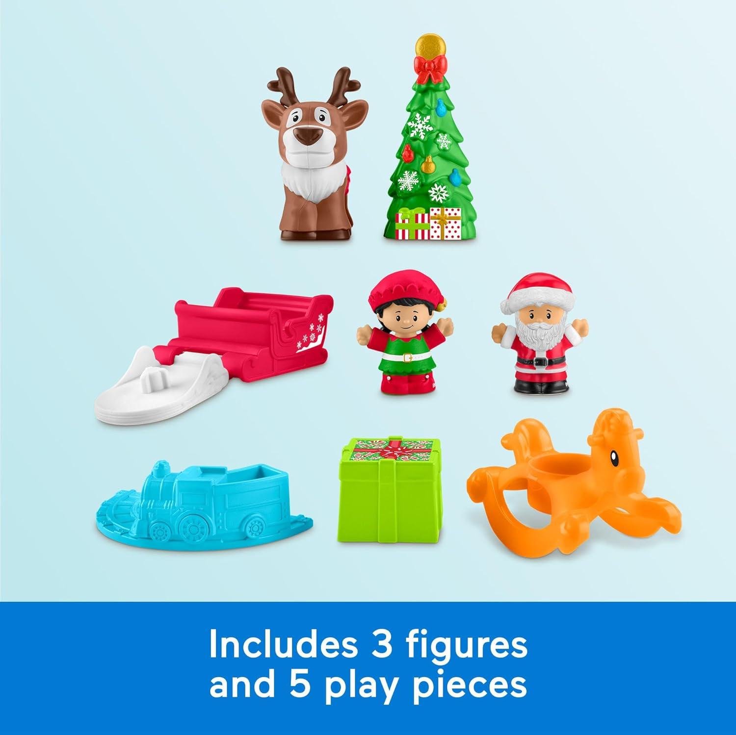 imageFisherPrice Little People Toddler Toys Christmas Wonderland Toy Set with Santa Elf ampamp Reindeer Figures for Ages 1 Years