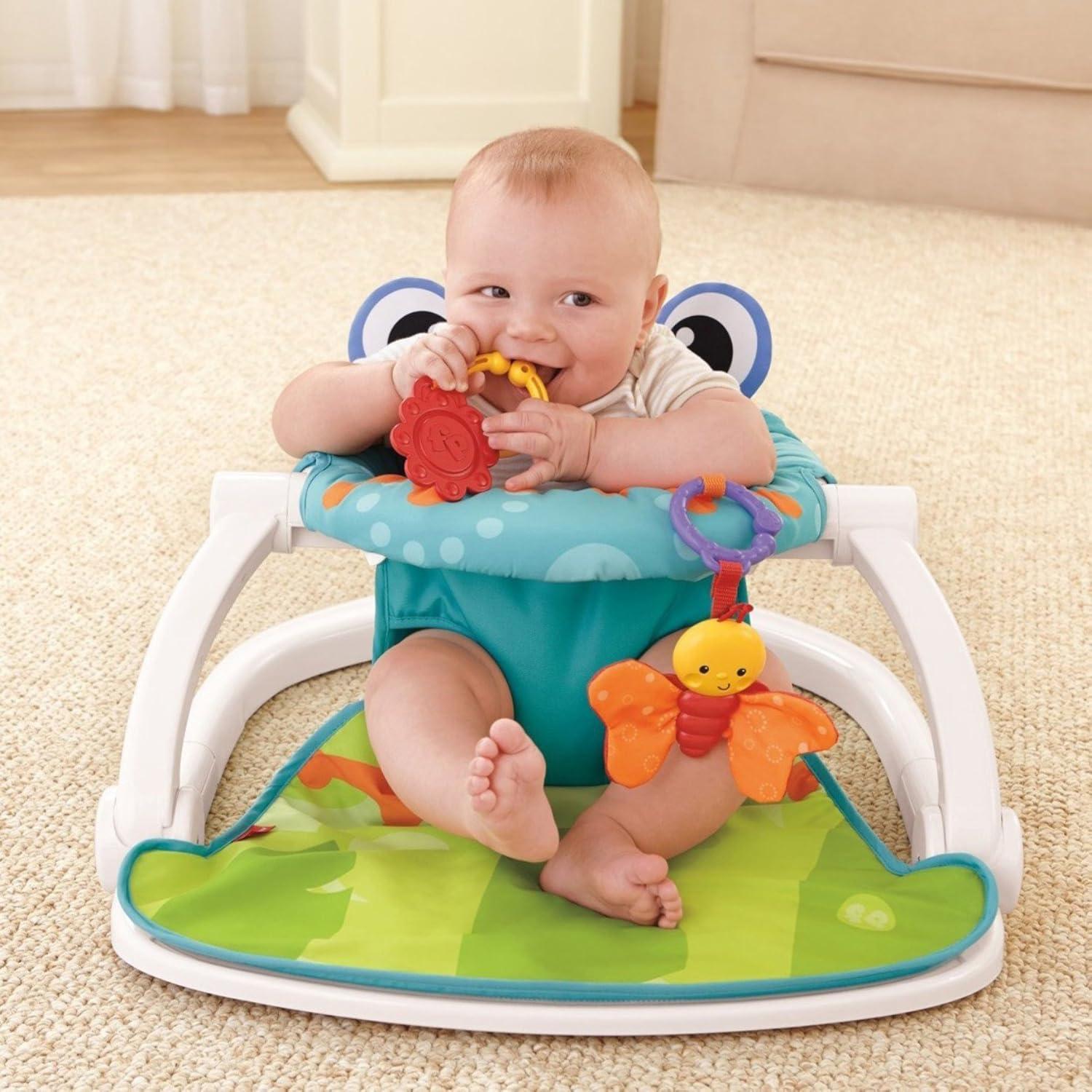 imageFisherPrice Portable Baby Chair SitMeUp Floor Seat With Developmental Toys ampamp Machine Washable Seat Pad Pacific Pebble1 Count Pack of 1