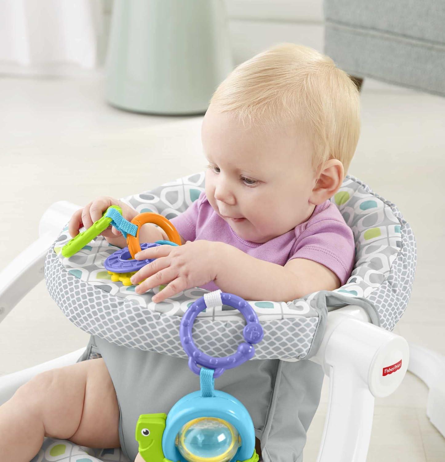 imageFisherPrice Portable Baby Chair SitMeUp Floor Seat With Developmental Toys ampamp Machine Washable Seat Pad Pacific Pebble1 Count Pack of 1