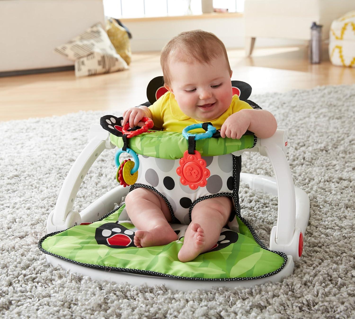 imageFisherPrice Portable Baby Chair SitMeUp Floor Seat With Developmental Toys ampamp Machine Washable Seat Pad Pacific Pebble1 Count Pack of 1