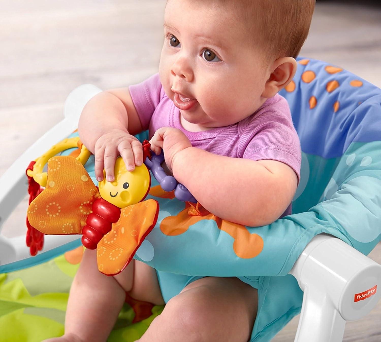 imageFisherPrice Portable Baby Chair SitMeUp Floor Seat With Developmental Toys ampamp Machine Washable Seat Pad Pacific Pebble1 Count Pack of 1