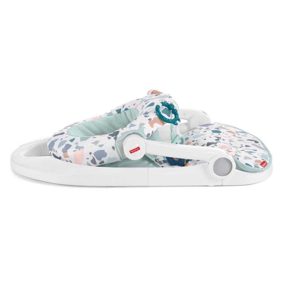 imageFisherPrice Portable Baby Chair SitMeUp Floor Seat With Developmental Toys ampamp Machine Washable Seat Pad Pacific Pebble1 Count Pack of 1