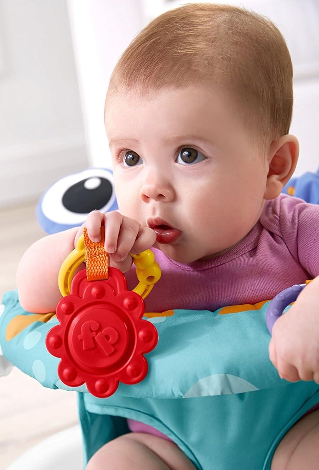 imageFisherPrice Portable Baby Chair SitMeUp Floor Seat With Developmental Toys ampamp Machine Washable Seat Pad Pacific Pebble1 Count Pack of 1