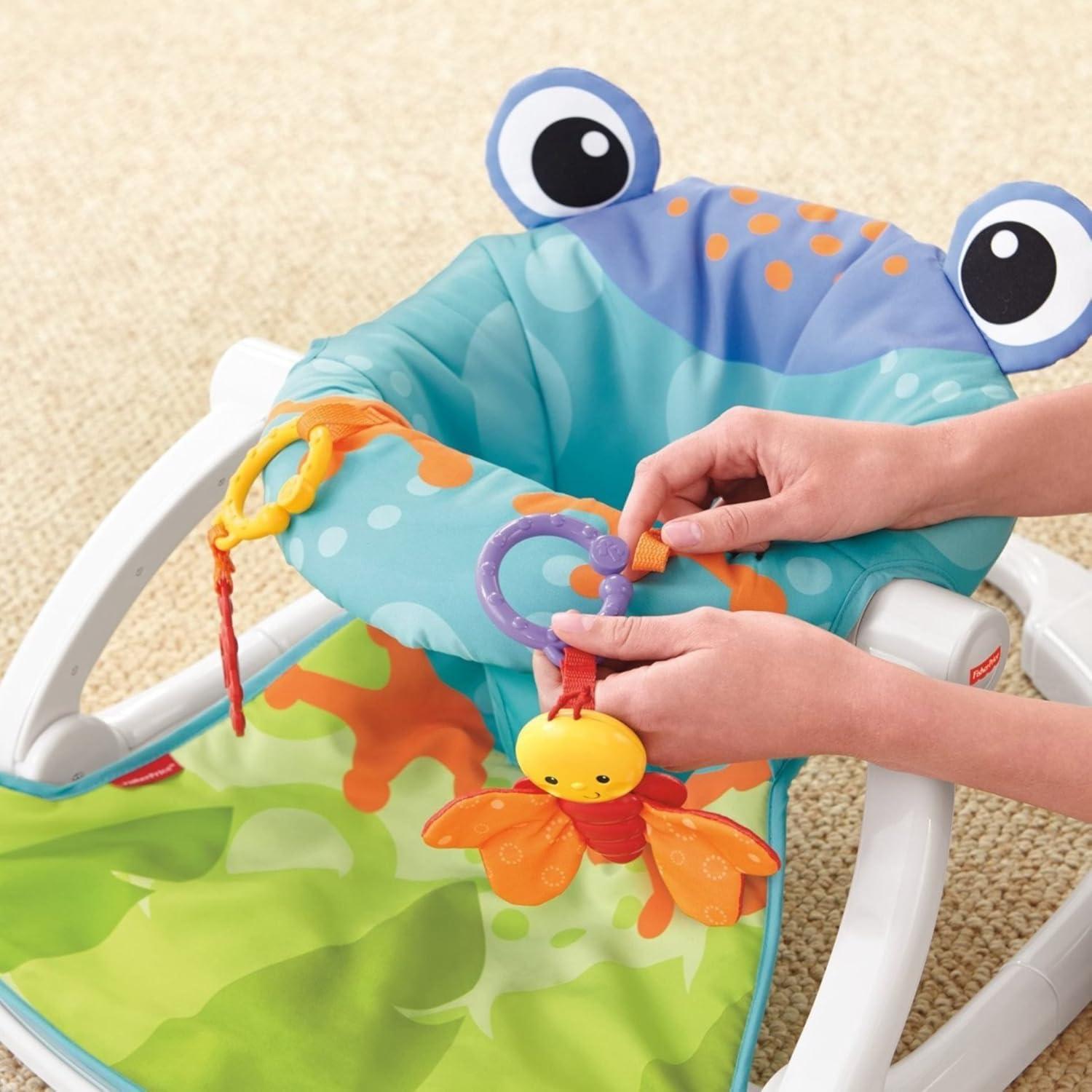 imageFisherPrice Portable Baby Chair SitMeUp Floor Seat With Developmental Toys ampamp Machine Washable Seat Pad Pacific Pebble1 Count Pack of 1