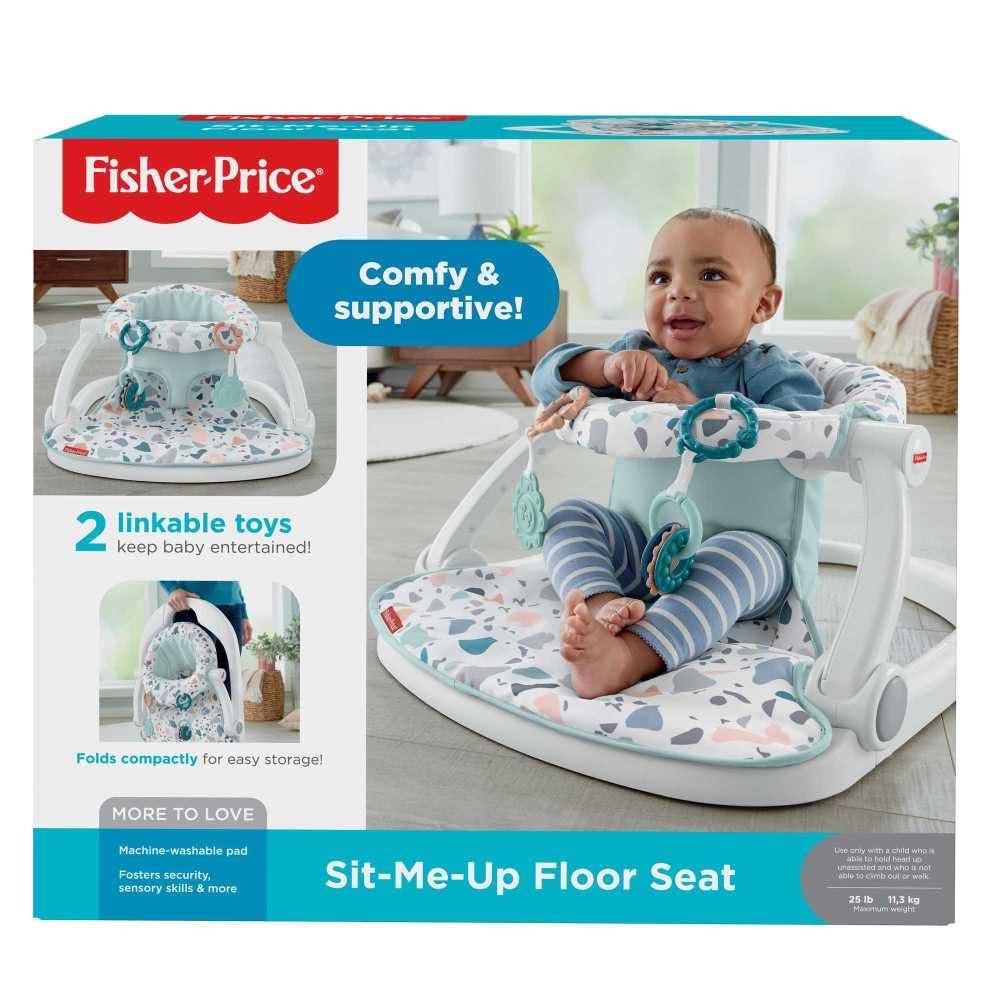 imageFisherPrice Portable Baby Chair SitMeUp Floor Seat With Developmental Toys ampamp Machine Washable Seat Pad Pacific Pebble1 Count Pack of 1