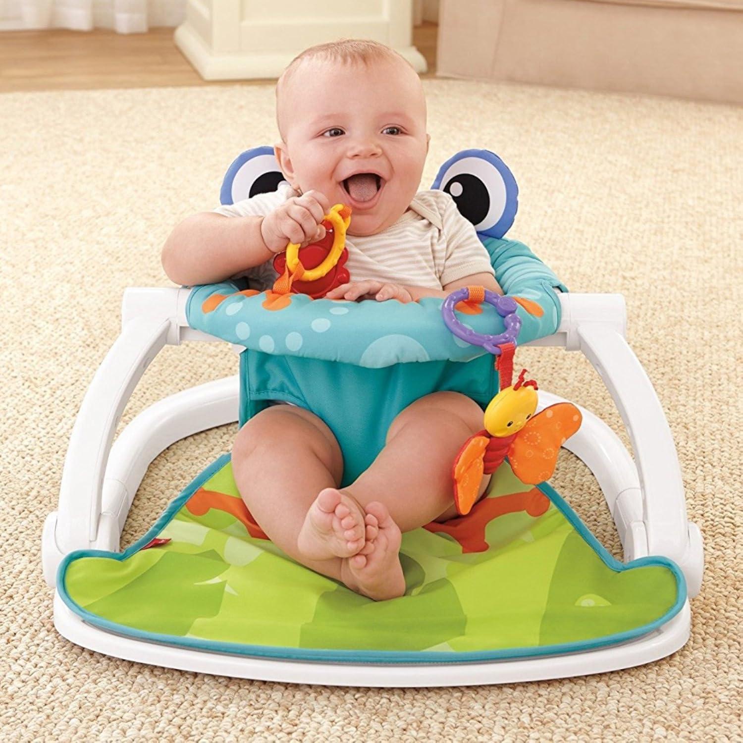 imageFisherPrice Portable Baby Chair SitMeUp Floor Seat With Developmental Toys ampamp Machine Washable Seat Pad Pacific Pebble1 Count Pack of 1
