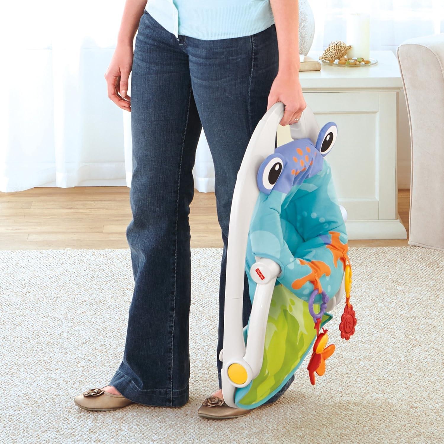 imageFisherPrice Portable Baby Chair SitMeUp Floor Seat With Developmental Toys ampamp Machine Washable Seat Pad Pacific Pebble1 Count Pack of 1