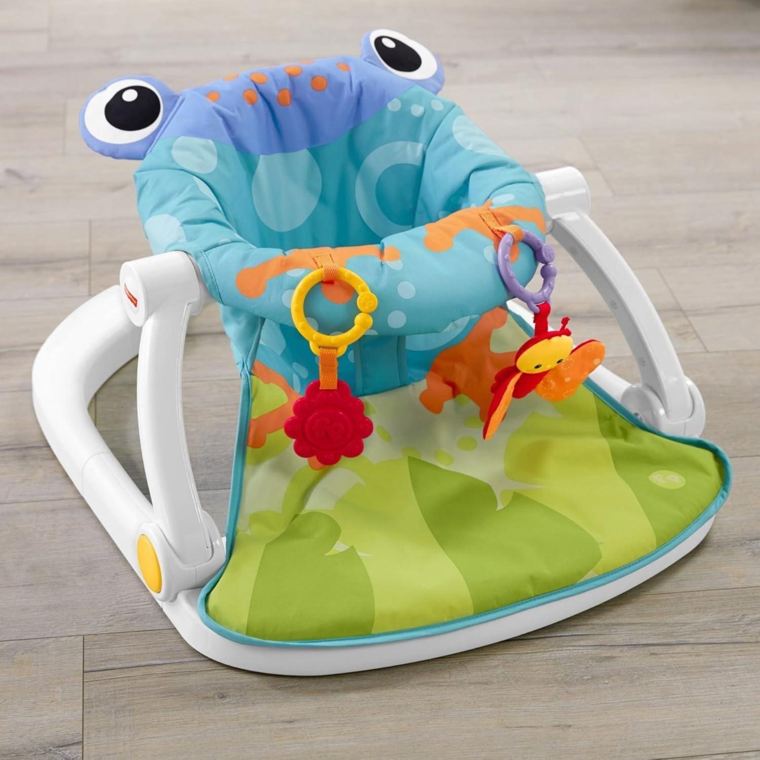 imageFisherPrice Portable Baby Chair SitMeUp Floor Seat With Developmental Toys ampamp Machine Washable Seat Pad Pacific Pebble1 Count Pack of 1