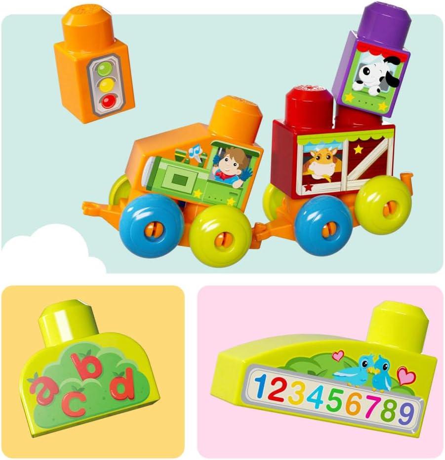 imageMEGA BLOKS First Builders Toddler Blocks Toy Build n Learn Portable Activity Table with 30 Pieces and Builtin Storage Blue Kids Ages 1 Years Amazon Exclusive