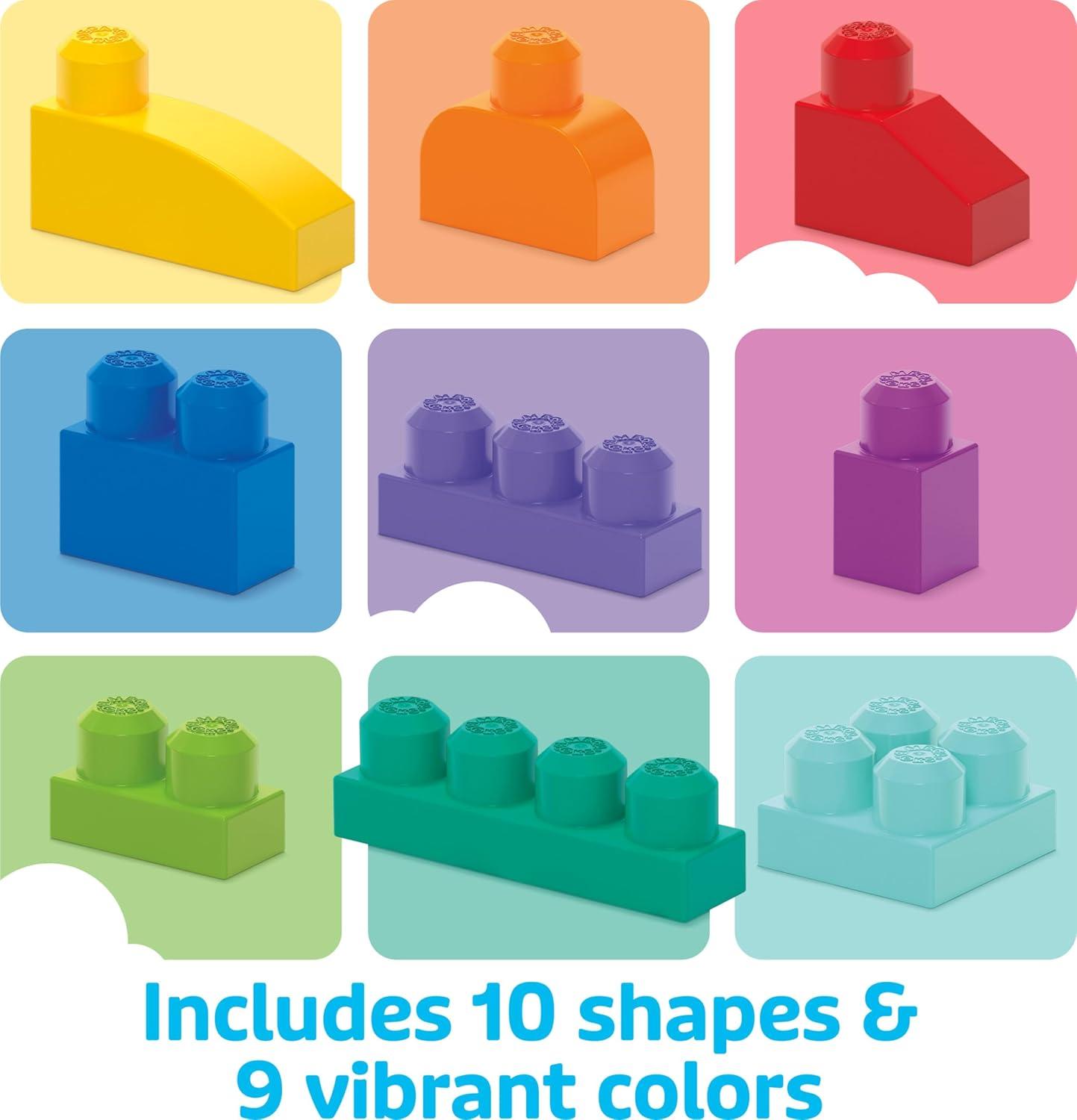 imageMEGA BLOKS First Builders Toddler Blocks Toys Set Big Building Bag with 80 Pieces and Storage Ages 1 Years