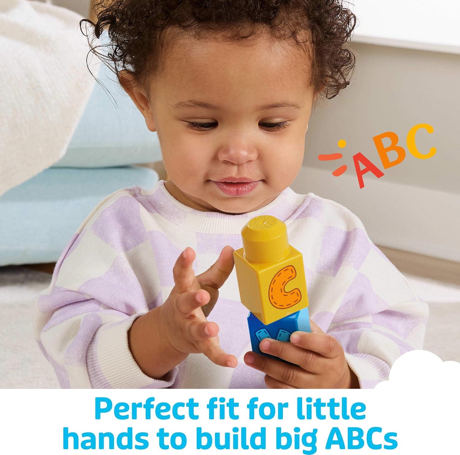 imageMEGA BLOKS First Builders Toddler Building Blocks Toy Set ABC Learning Train with 60 Pieces Ages 1 Years