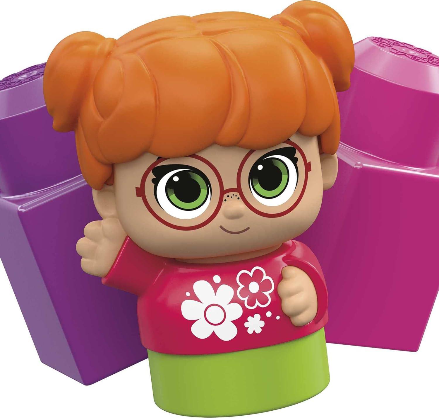 imageMEGA BLOKS First Builders Toddler Building Blocks Toy Set Catie Convertible with 6 Pieces and Storage 1 Figure Pink Ages 1 Years