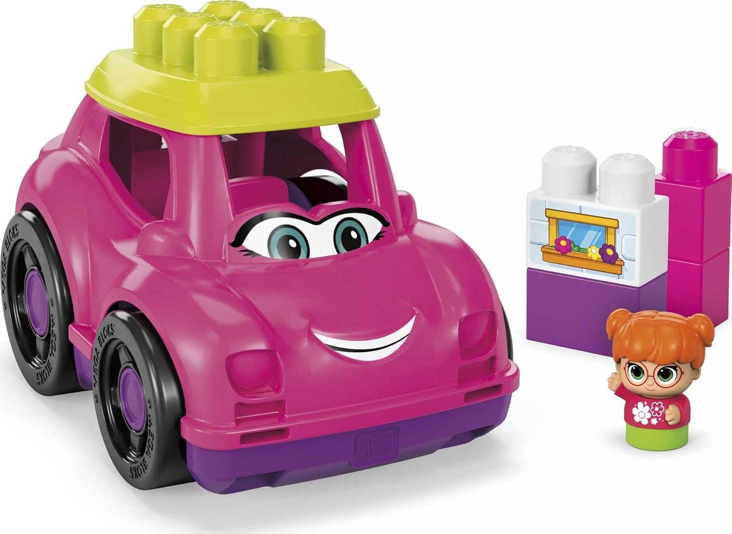 imageMEGA BLOKS First Builders Toddler Building Blocks Toy Set Catie Convertible with 6 Pieces and Storage 1 Figure Pink Ages 1 Years