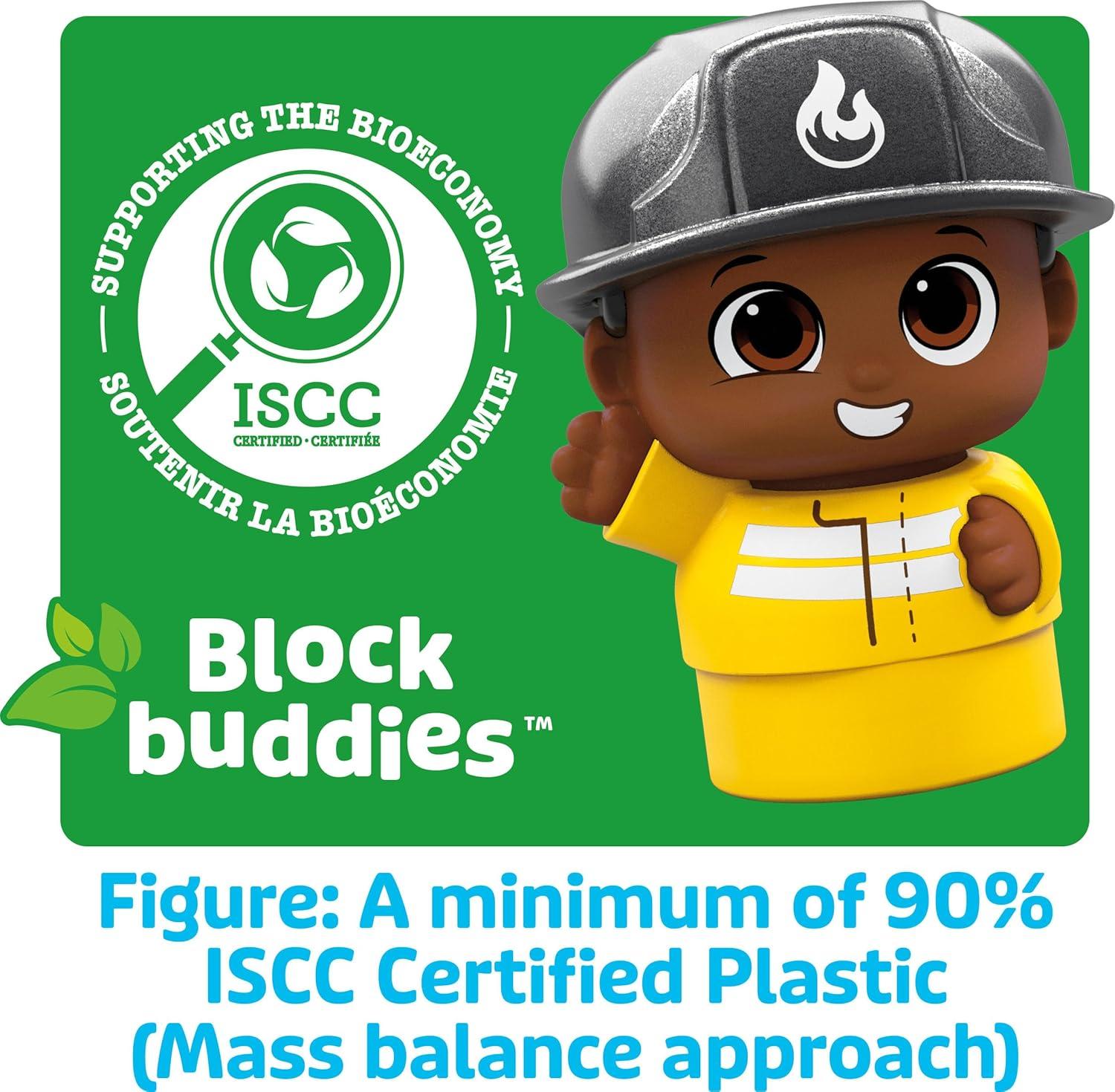 imageMEGA BLOKS First Builders Toddler Building Blocks Toy Set Freddy Firetruck with 6 Pieces and Storage 1 Figure Red Ages 1 Years