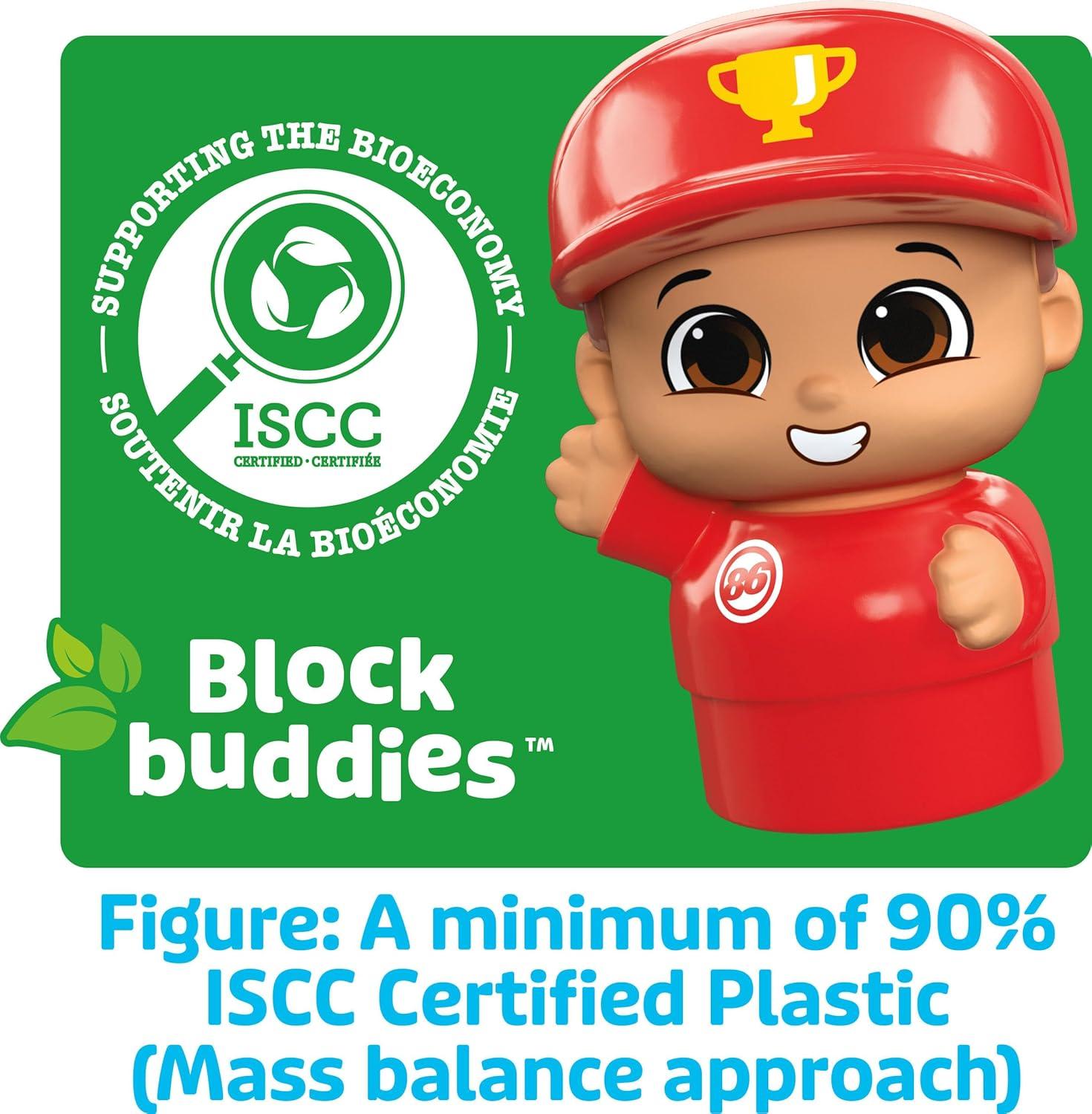 imageMEGA BLOKS First Builders Toddler Building Blocks Toy Set Ricky Race Car with 6 Pieces and Storage 1 Figure Blue Ages 1 YearsMulticolor