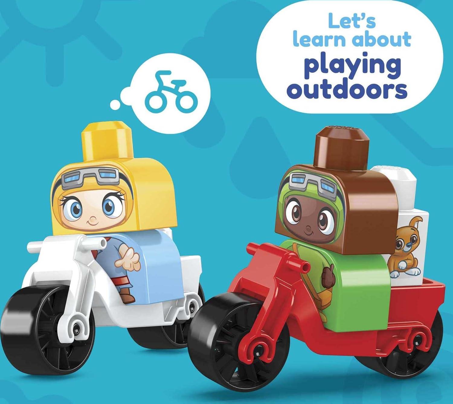 imageMEGA BLOKS FisherPrice Toddler Blocks Toy Set Green Town Build n Learn Eco House with 88 Pieces 4 Figures Ages 1 YearsBuild Learn Eco House