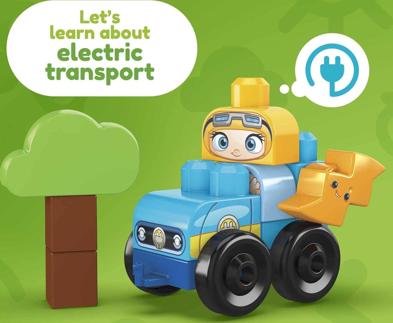 imageMEGA BLOKS FisherPrice Toddler Blocks Toy Set Green Town Build n Learn Eco House with 88 Pieces 4 Figures Ages 1 YearsBuild Learn Eco House