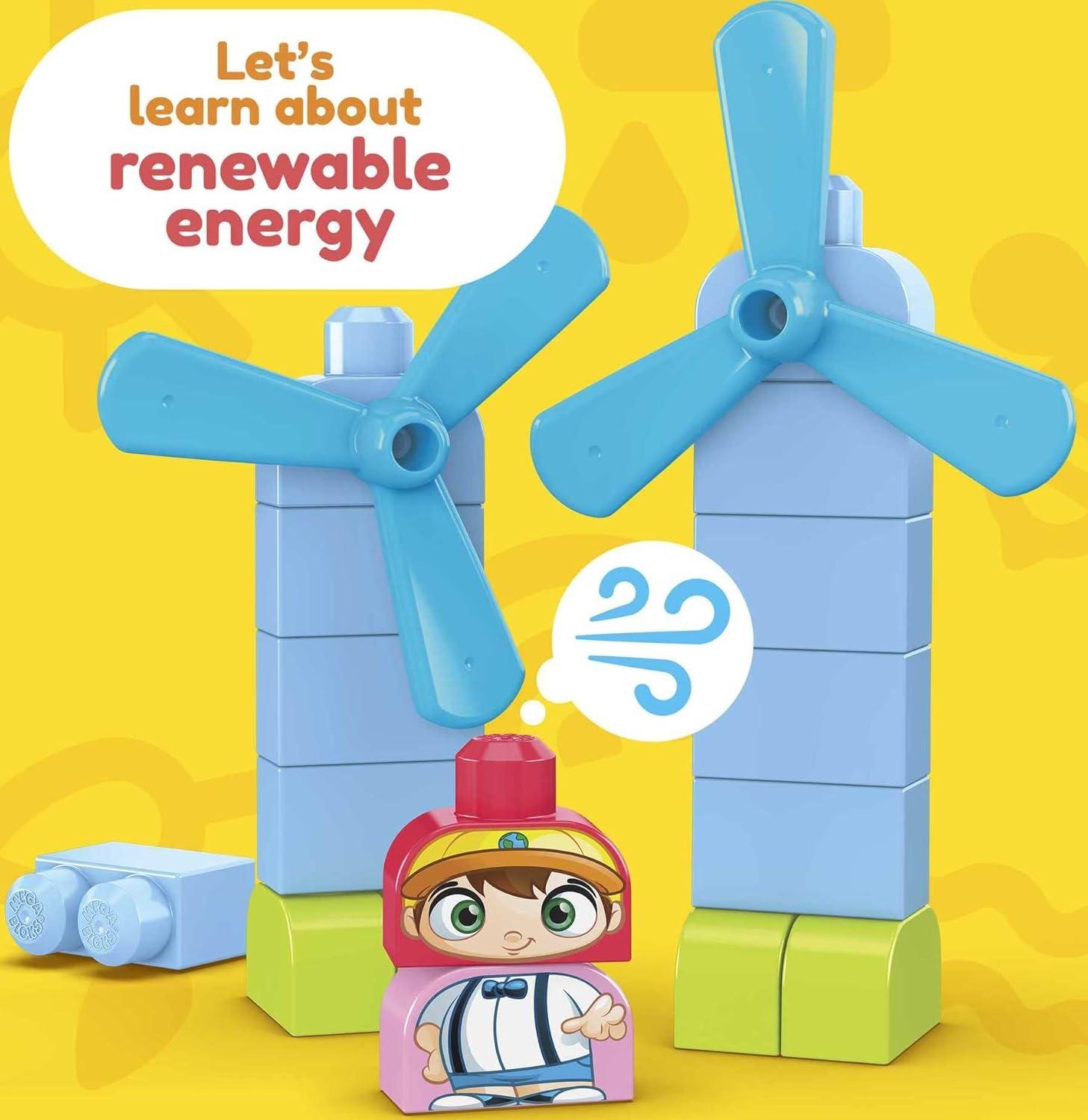 imageMEGA BLOKS FisherPrice Toddler Blocks Toy Set Green Town Build n Learn Eco House with 88 Pieces 4 Figures Ages 1 YearsBuild Learn Eco House