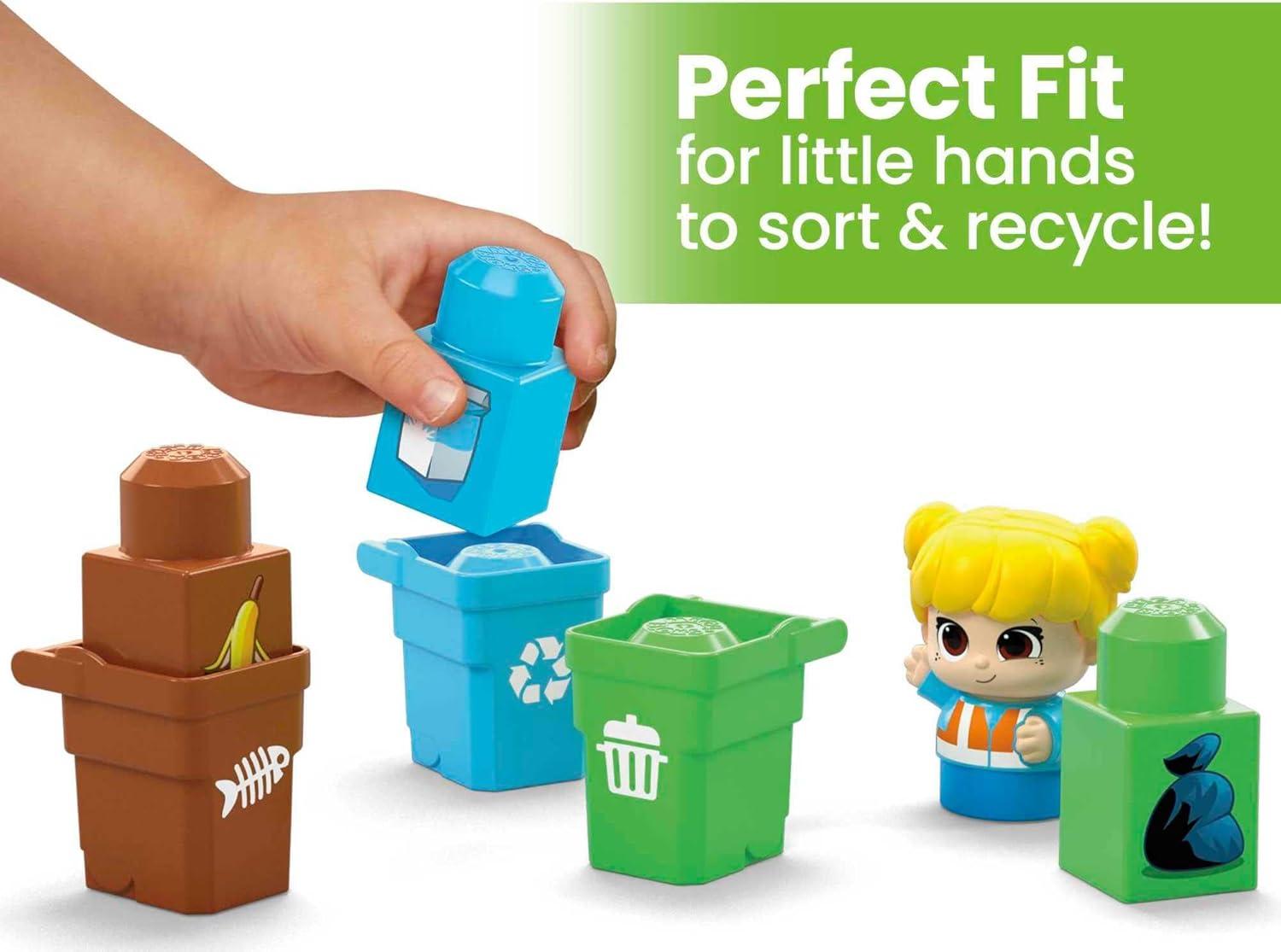 imageMEGA BLOKS FisherPrice Toddler Blocks Toy Set Green Town Build n Learn Eco House with 88 Pieces 4 Figures Ages 1 YearsSort Recycle Squad