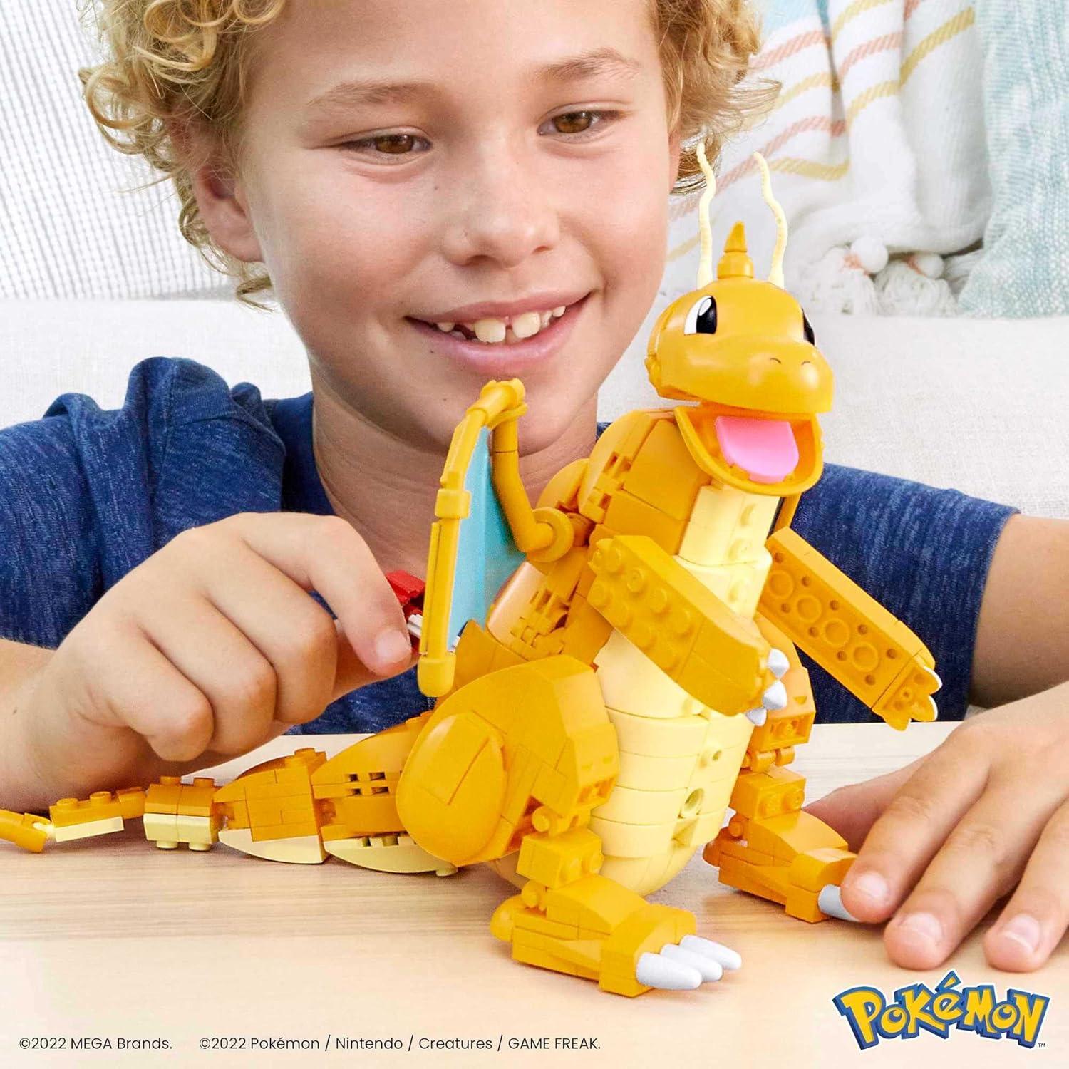 imageMEGA Pokmon Action Figure Building Toys for Kids Dragonite with 388 Pieces and Wing Flapping Motion Age 9 Years Old Gift IdeaDragonite