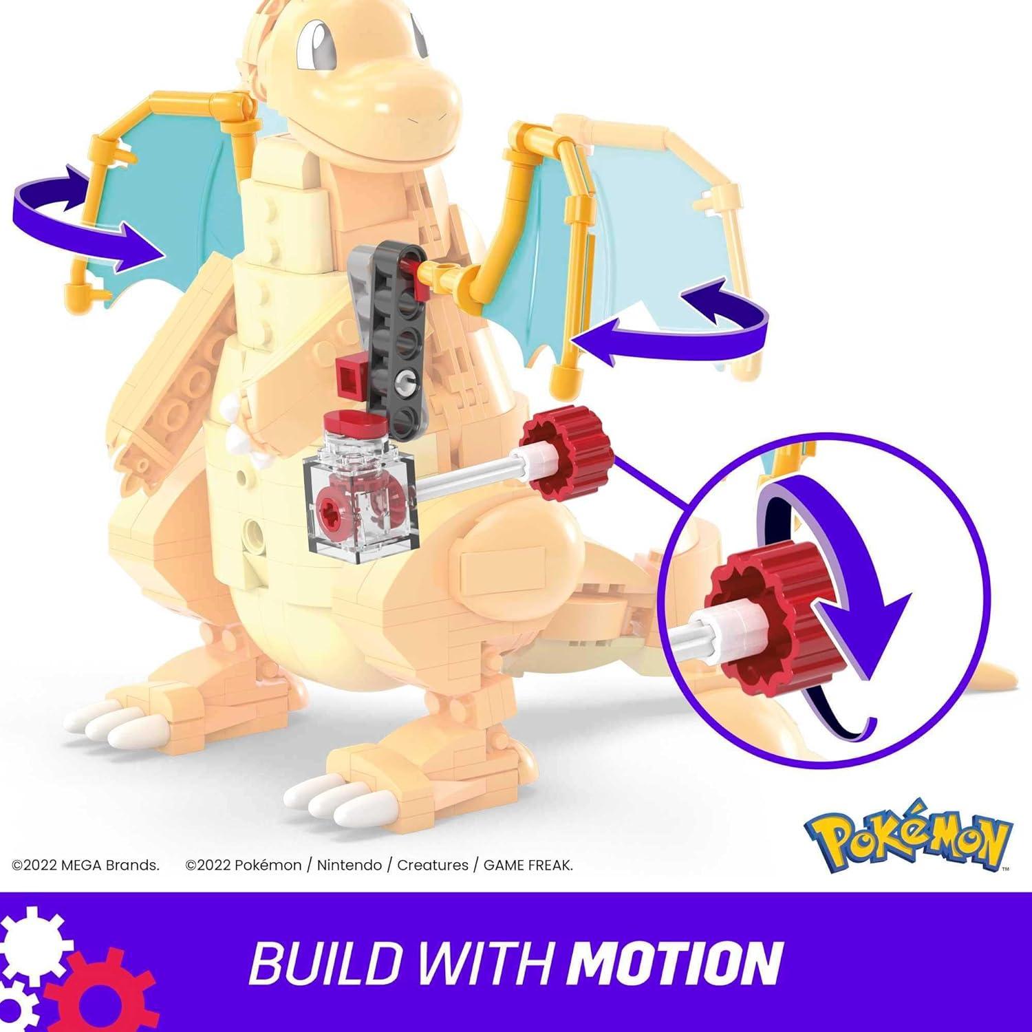 imageMEGA Pokmon Action Figure Building Toys for Kids Dragonite with 388 Pieces and Wing Flapping Motion Age 9 Years Old Gift IdeaDragonite