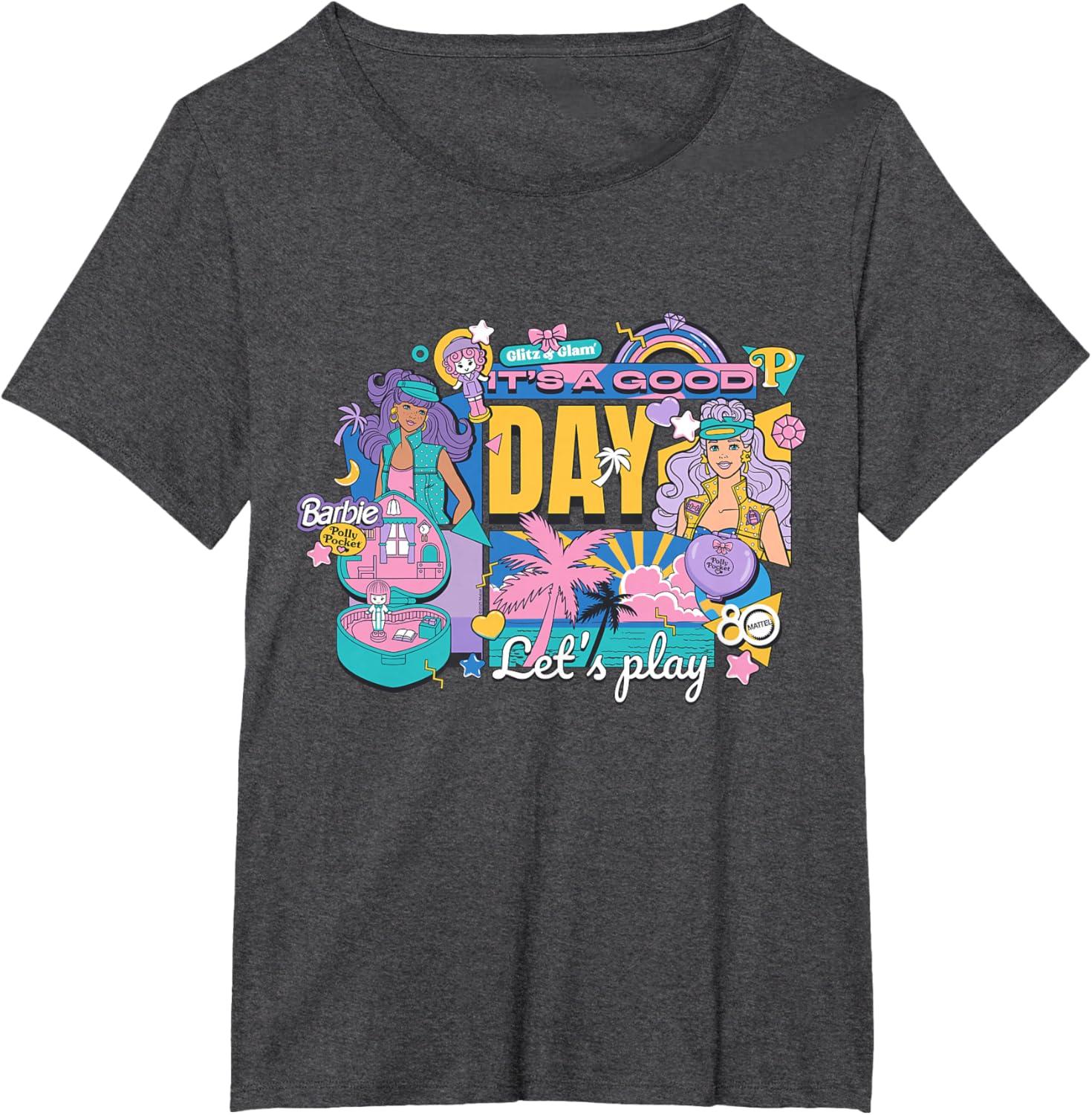 imageMattel 80th Its a Good Day Lets Play TShirtDark Heather Grey