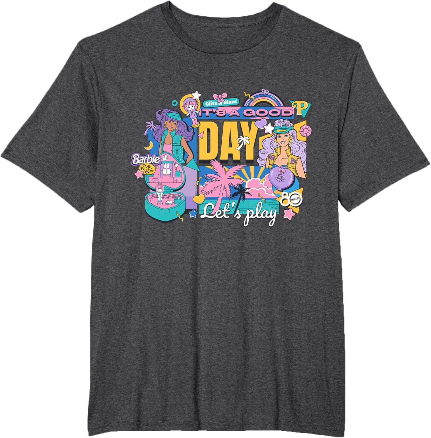 imageMattel 80th Its a Good Day Lets Play TShirtDark Heather Grey