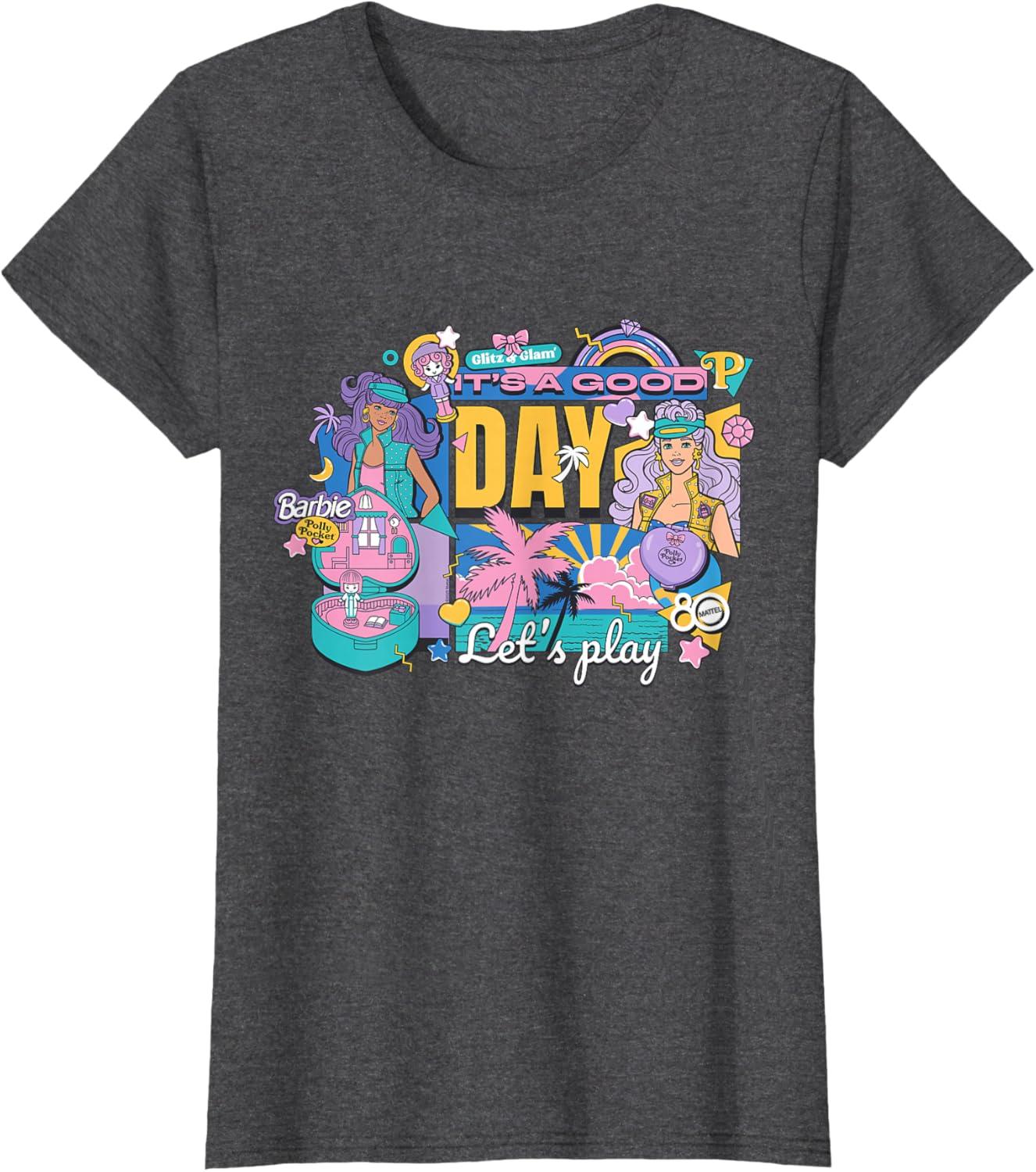 imageMattel 80th Its a Good Day Lets Play TShirtDark Heather Grey