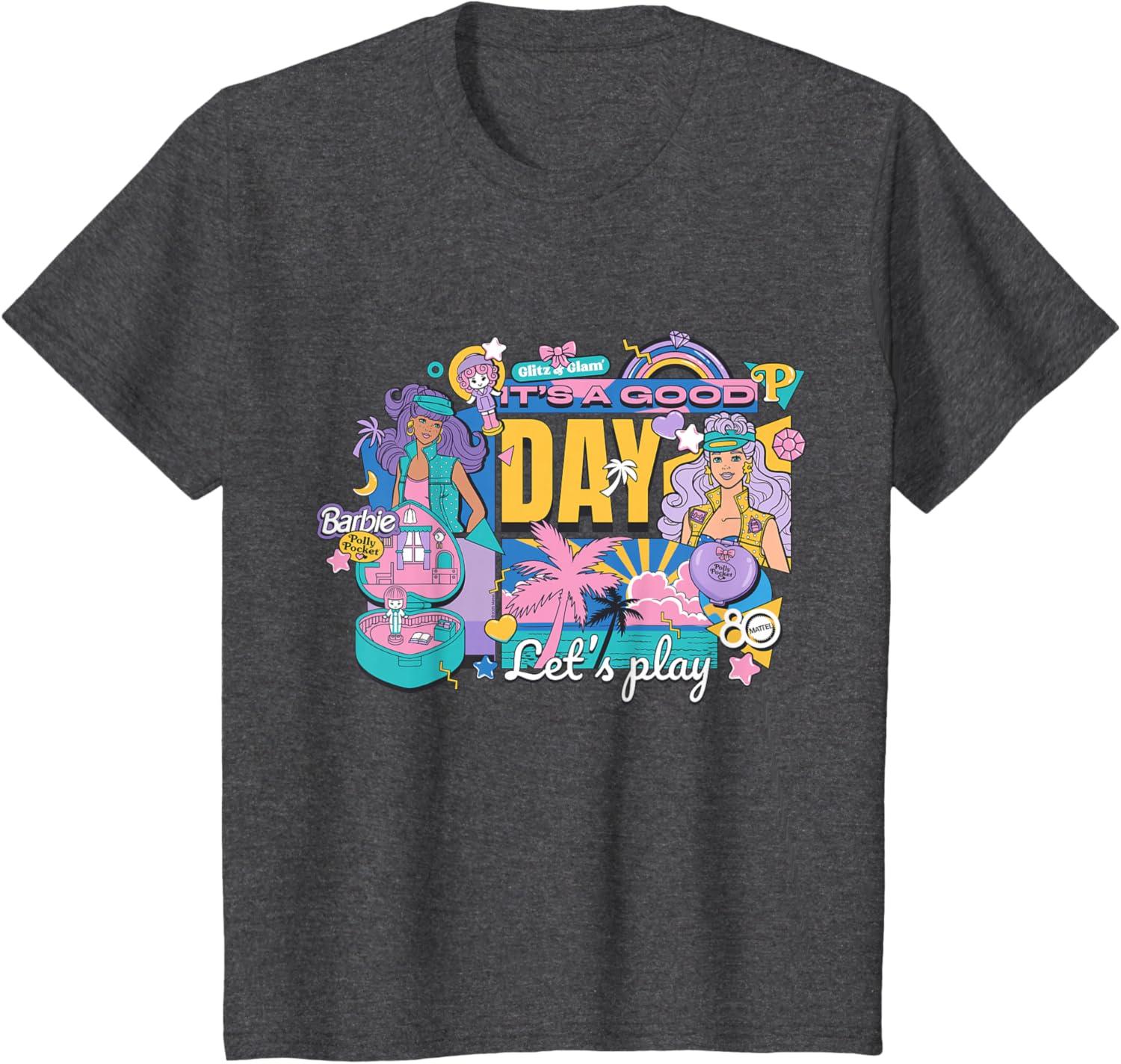 imageMattel 80th Its a Good Day Lets Play TShirtDark Heather Grey