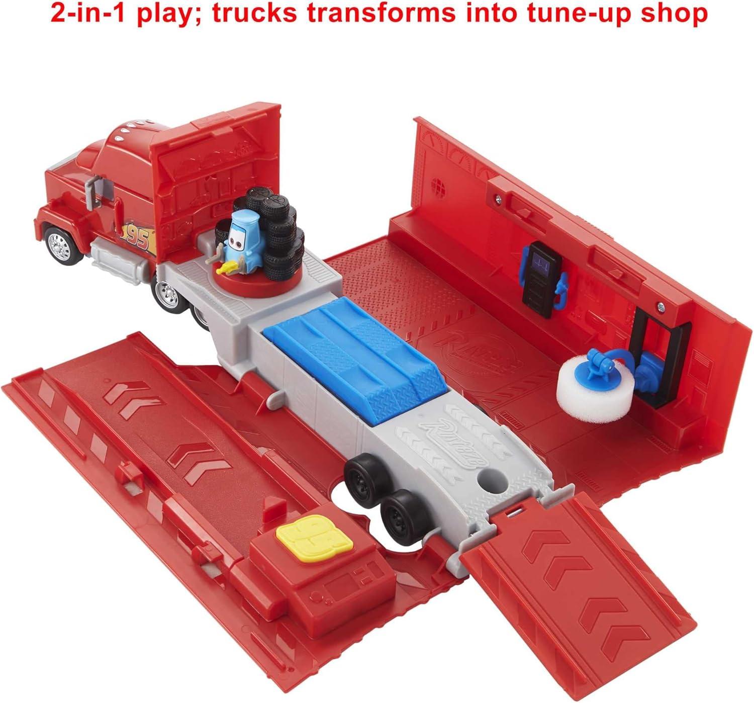 imageMattel Disney and Pixar Cars Transforming Mack Playset 2in1 Toy Truck ampamp TuneUp Station with Launcher Lift ampamp More MovieInspired Graphics Gift for Kids Ages 4 Years Old ampamp UpPlayset