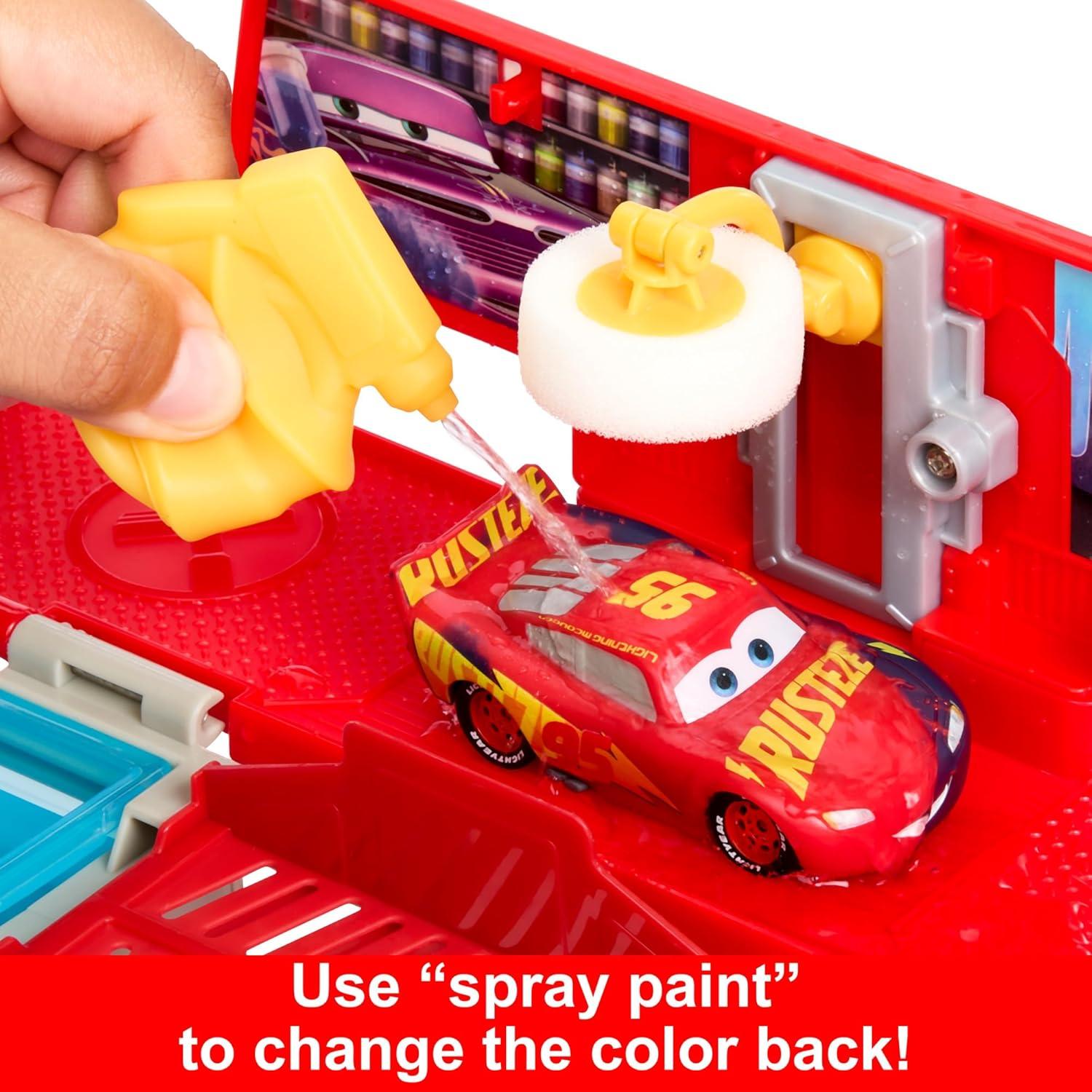 imageMattel Disney and Pixar Cars Transforming Truck ampamp Toy Car Playset Color Changers Paint Shop Mack with Detachable Cab Color Change Lightning McQueen ampamp AccessoriesPlayset