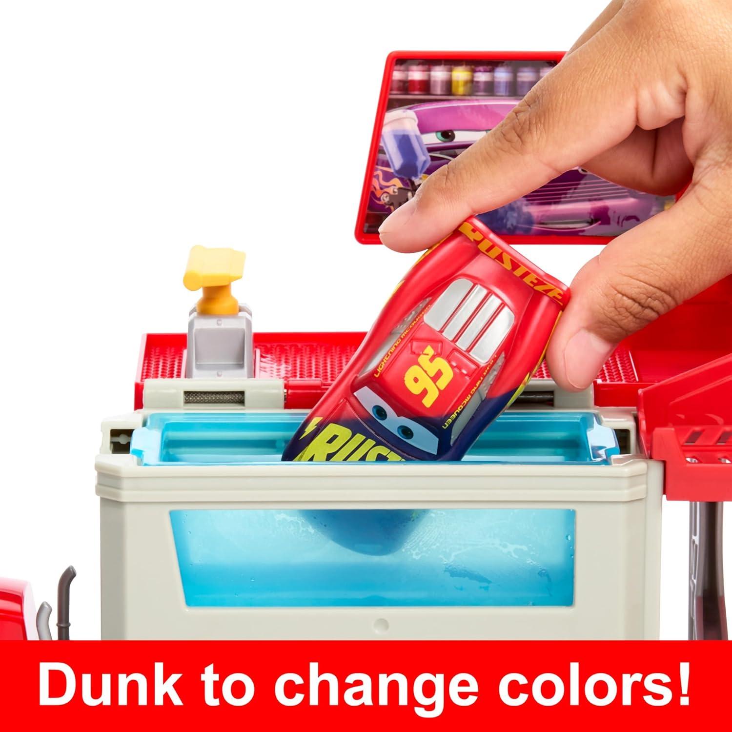 imageMattel Disney and Pixar Cars Transforming Truck ampamp Toy Car Playset Color Changers Paint Shop Mack with Detachable Cab Color Change Lightning McQueen ampamp AccessoriesPlayset