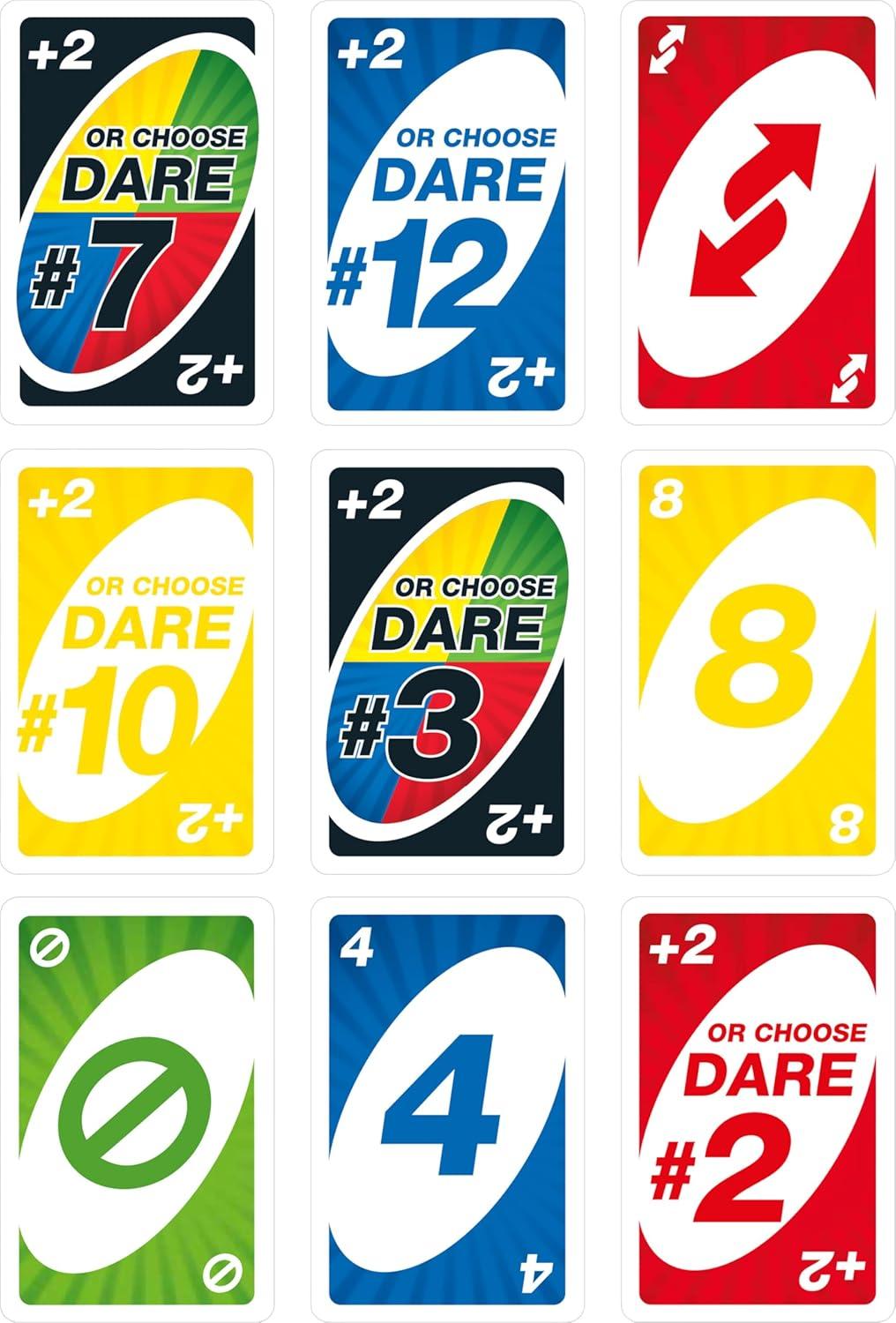 imageMattel Games UNO Dare Card Game for Families ampamp Parties Featuring Challenging ampamp Silly Dares from 3 Different CategoriesDare